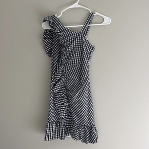 Habitual‎ Girl Blue & White checked Ruffle One Shoulder Dress Sz 12